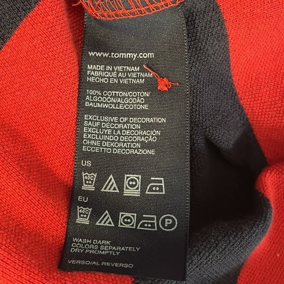 Men’s Tommy Hilfiger Red & Blue Stripe Short Sleeve Rugby Polo Size XL - Picture 6 of 6